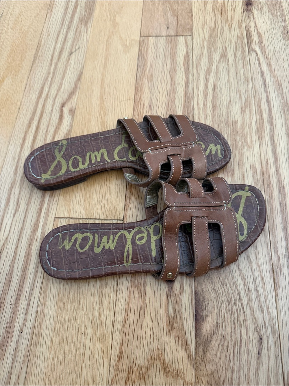Sam Edelman Brown Leather Slide Sandals